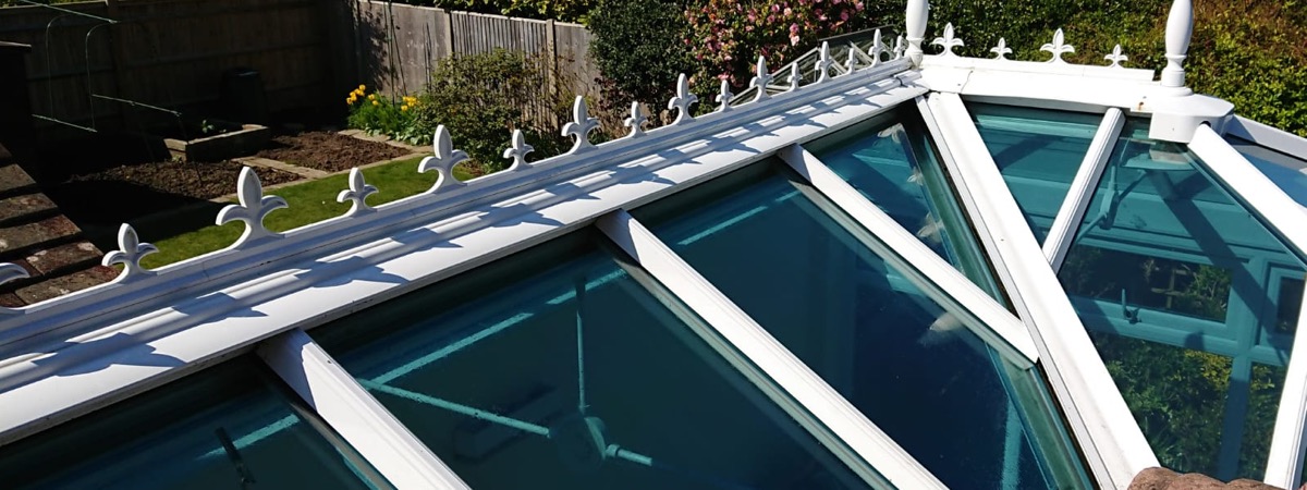 Clean conservatory roof in summer sunshine